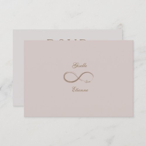 Infinity Sign Dusty Rose Custom Name Wedding RSVP Invitation