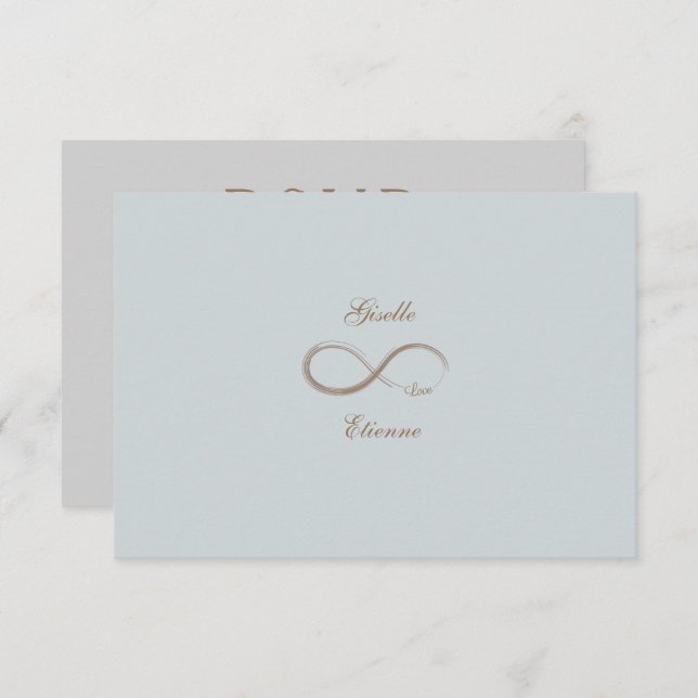 Infinity Sign Gold Blue Custom Name Wedding RSVP Invitation (Front/Back)