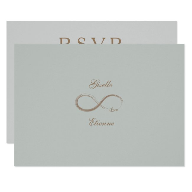 Infinity Sign Gold Sage Custom Name Wedding RSVP Invitation