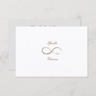 Infinity Sign Gold White Custom Name Wedding RSVP Invitation