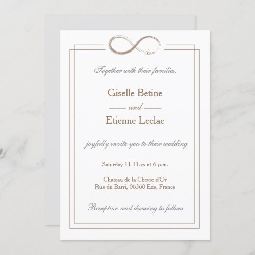 Infinity Sign Gold White Gray Geometric Wedding Invitation