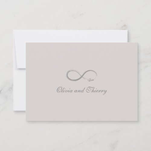 Infinity sign light blush gold gray wedding RSVP Invitation