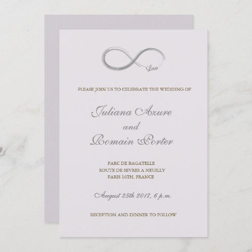 Infinity sign lilac gray violet minimalist Wedding Invitation
