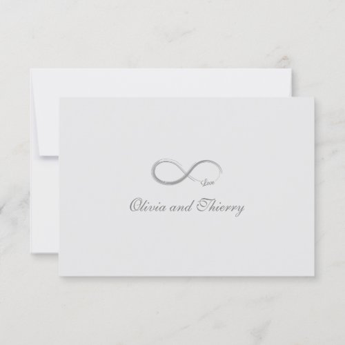 Infinity sign pure white gold gray wedding RSVP Invitation