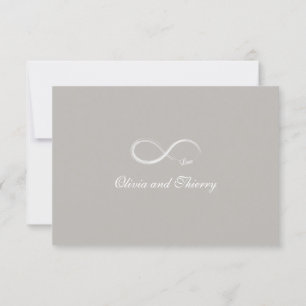 Infinity sign unique gray grey white wedding RSVP Invitation