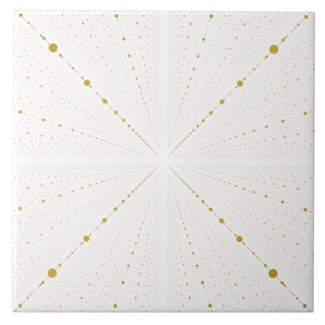 Infinity Space Dots 2 -White and Gold- Ceramic Tile (Front)