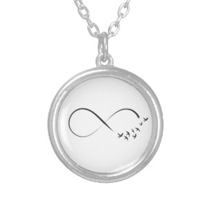 Infinity swallow symbol silver plated necklace