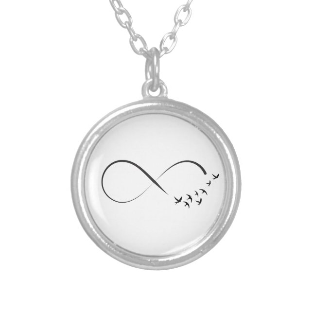 Infinity swallow symbol silver plated necklace (Front)