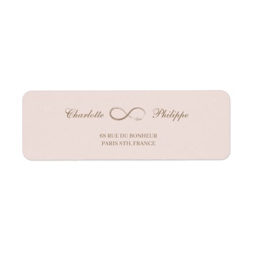Infinity Symbol Blush Gold Wedding Address Label