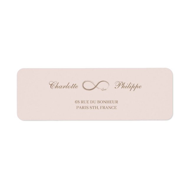 Infinity Symbol Blush Gold Wedding Address Label (Front)