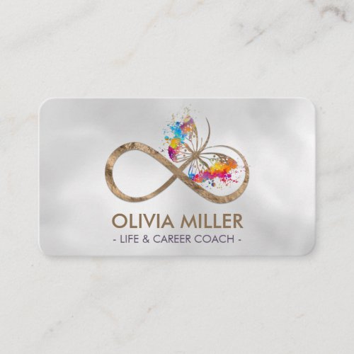 Infinity Symbol Butterfly Color Splatter Business Card