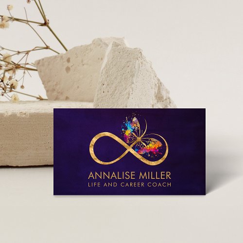 Infinity Symbol Butterfly Color Splatter Business Card