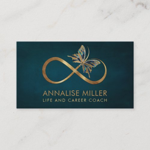 Infinity Symbol Butterfly Gold and Abalone Shell Business Card