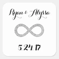 Infinity Symbol Custom Wedding Invitation Square Sticker