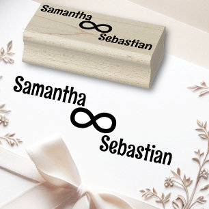 Infinity Symbol Cute Simple Personalized Two Names Rubber Stamp