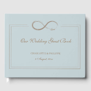 Infinity Symbol Dusty Blue Gray Gold Wedding Guest Book