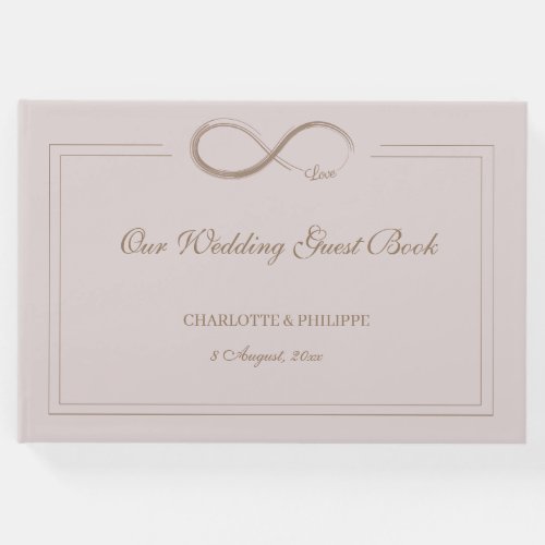 Infinity Symbol Dusty Pink Gray Gold Wedding Guest Book