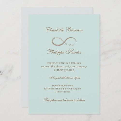 Infinity Symbol Elegant Gold Mint Gray Wedding Invitation