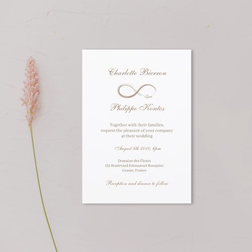 Infinity symbol Elegant Gold White Gray Wedding Invitation