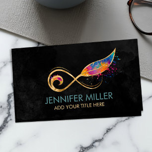Infinity Symbol Feather - Color splatter Business Business Card