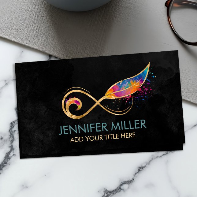 Infinity Symbol Feather - Color splatter Business  Business Card (Creator Uploaded)