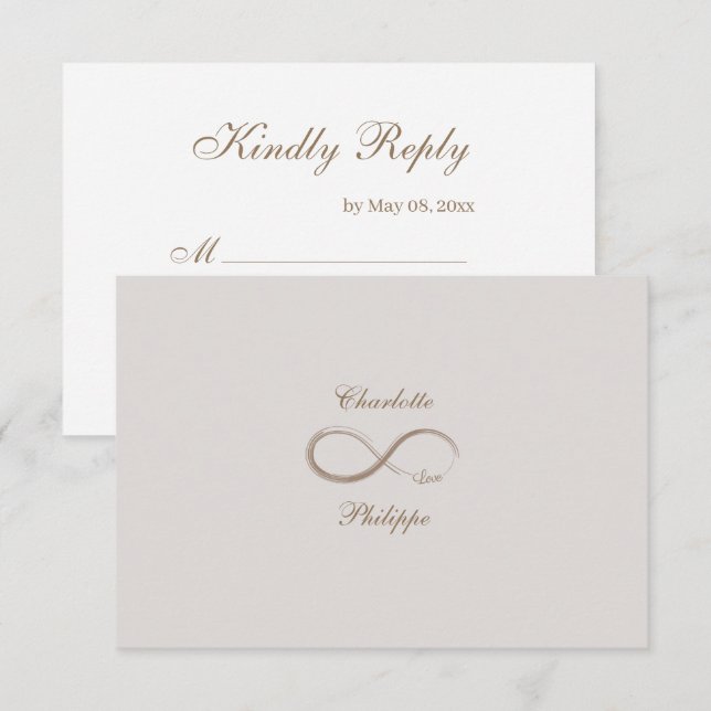 Infinity symbol Gold White Gray wedding RSVP Invitation (Front/Back)