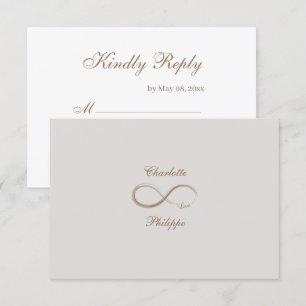 Infinity symbol Gold White Gray wedding RSVP Invitation