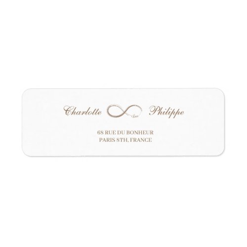 Infinity Symbol Gold White Wedding Address Label