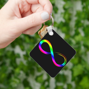 Infinity Symbol Lgbt Gay Pride Rainbow Black Keychain