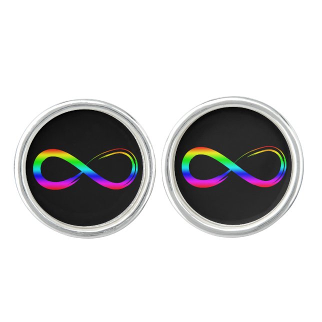 Infinity Symbol Lgbt Gay Pride Rainbow  Cufflinks (Front)