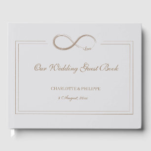 Infinity Symbol Light Gray Gold Wedding Guest Book