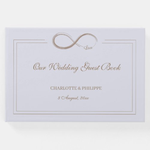 Infinity Symbol Lilac Gray Gold Wedding Guest Book