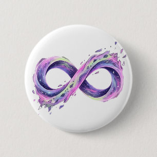 Infinity Symbol Neurodiversity Autism ADHD Galaxy  Button