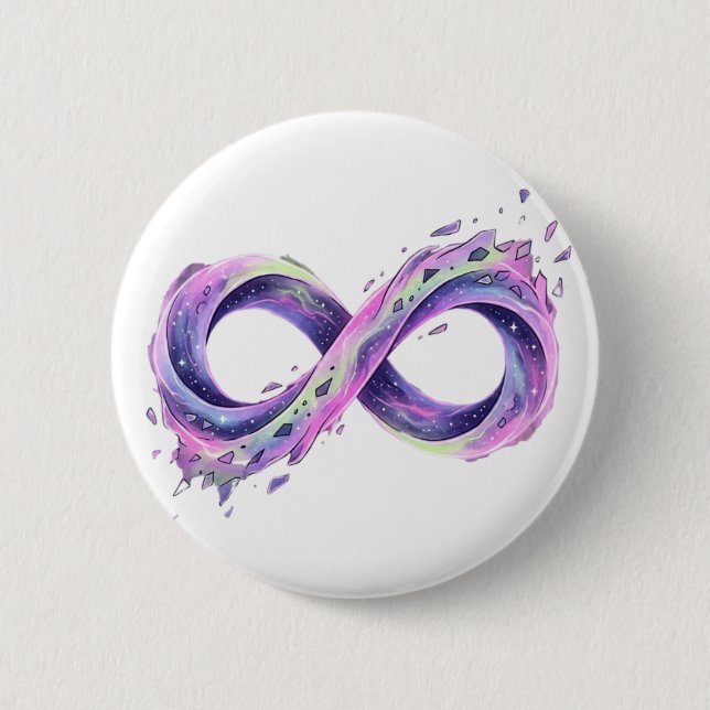Infinity Symbol Neurodiversity Autism ADHD Galaxy  Button (Front)