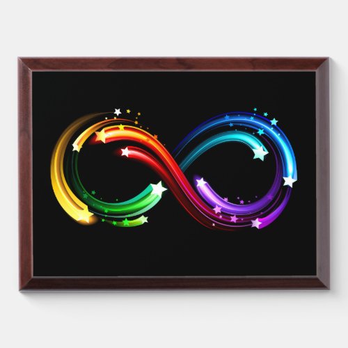 Infinity symbol of rainbow comets award plaque