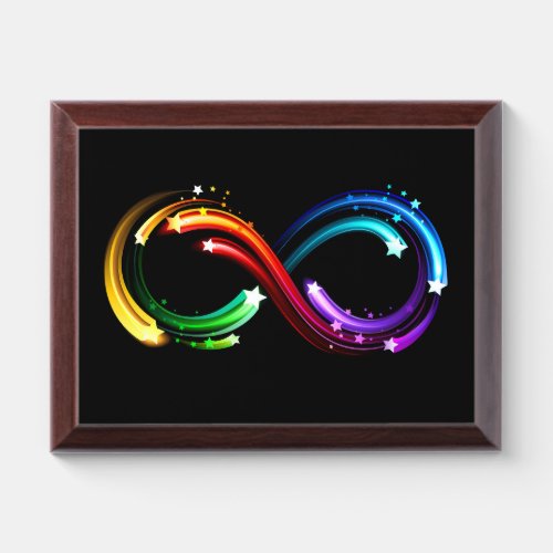 Infinity symbol of rainbow comets award plaque
