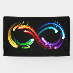 Infinity symbol of rainbow comets banner