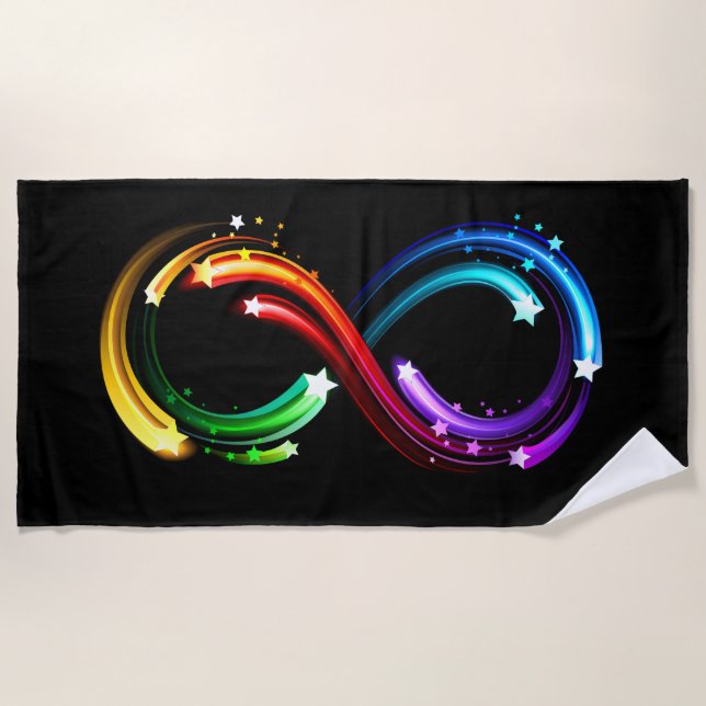 Infinity symbol of rainbow comets beach towel (Front)