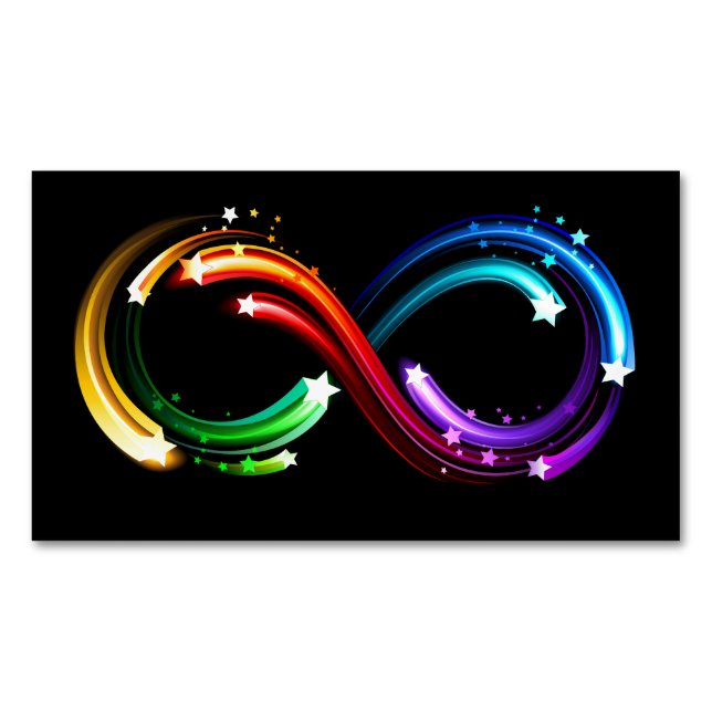 Infinity symbol of rainbow comets business card magnet (Front)