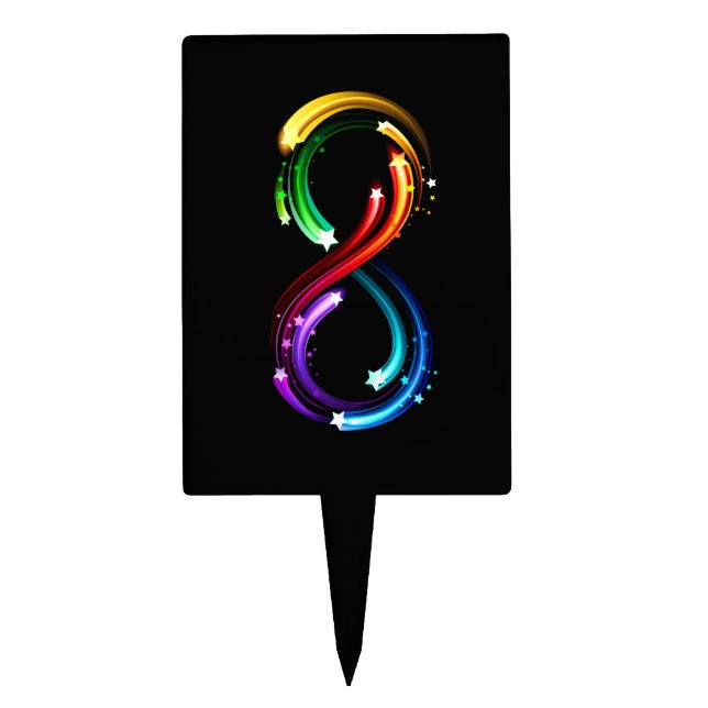 Infinity symbol of rainbow comets cake topper (Front)