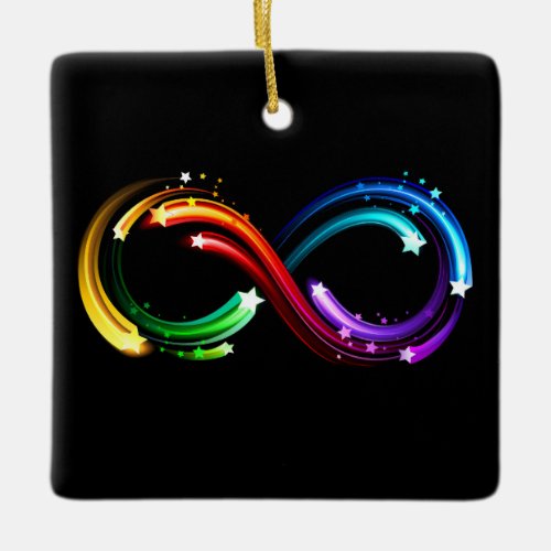 Infinity symbol of rainbow comets ceramic ornament