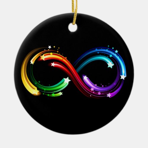 Infinity symbol of rainbow comets ceramic ornament
