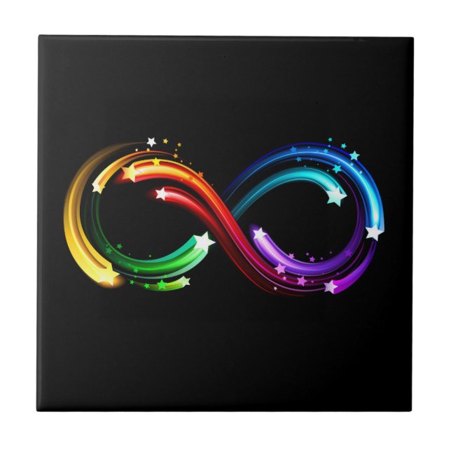 Infinity symbol of rainbow comets ceramic tile (Front)