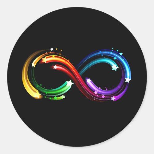 Infinity symbol of rainbow comets classic round sticker