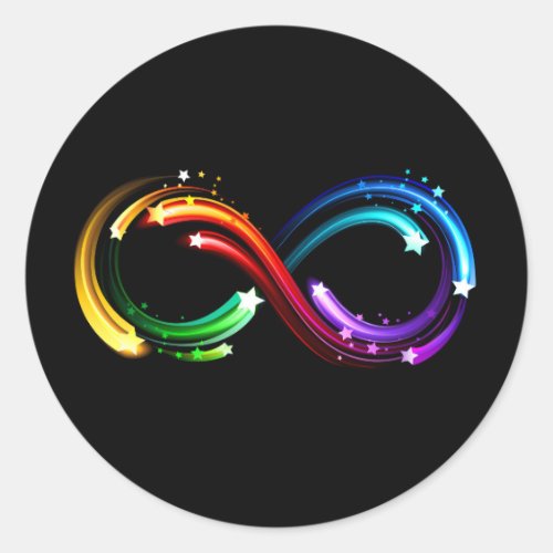 Infinity symbol of rainbow comets classic round sticker