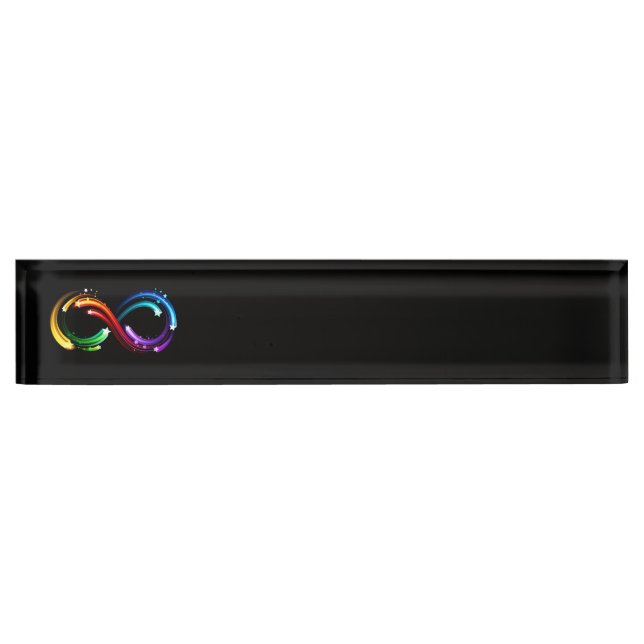 Infinity symbol of rainbow comets desk name plate (Front)