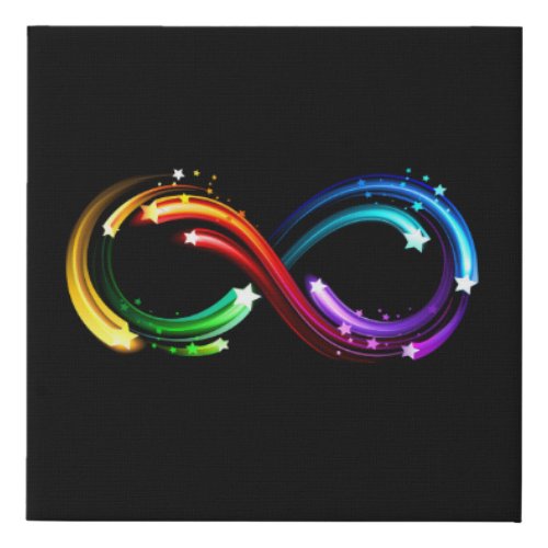 Infinity symbol of rainbow comets faux canvas print