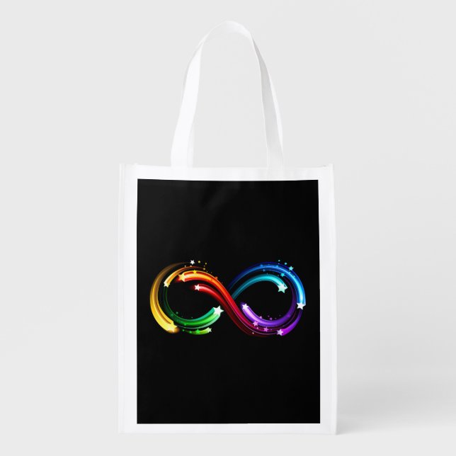 Infinity symbol of rainbow comets grocery bag (Front)