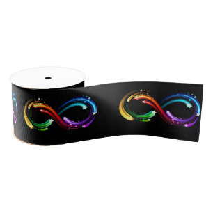 Infinity symbol of rainbow comets grosgrain ribbon