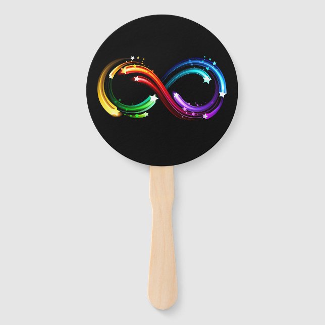 Infinity symbol of rainbow comets hand fan (Front)